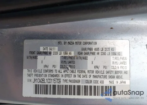 2012 Mazda Mazda5 Sport из США, поврежденный, VIN JM1CW2BL1C0115709